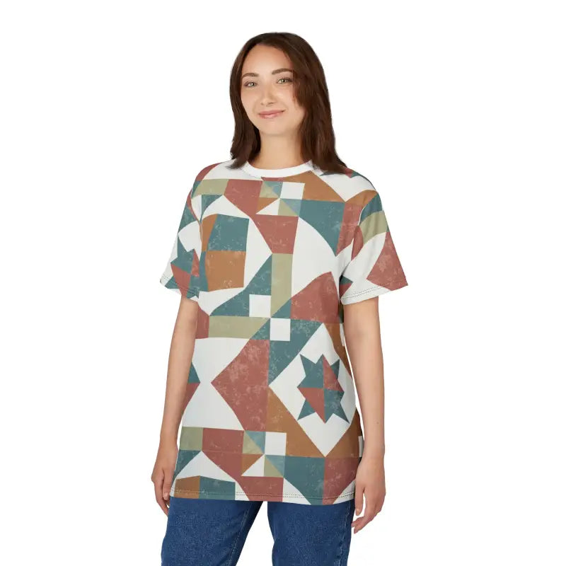Pastel Geometric Pattern Tee - Eco-Friendly Unisex - DipaliZ