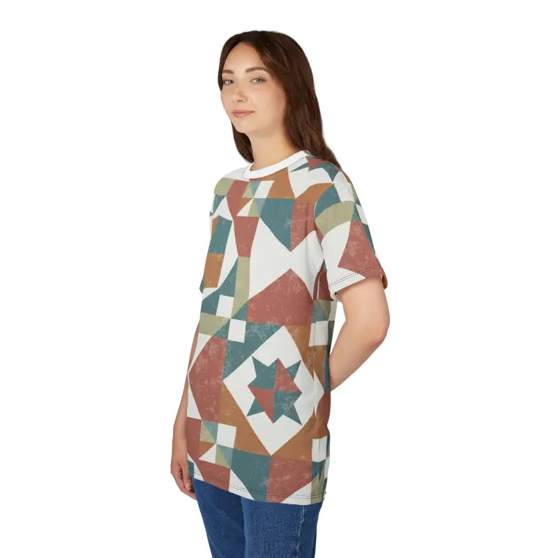 Pastel Geometric Pattern Tee - Eco-Friendly Unisex - DipaliZ