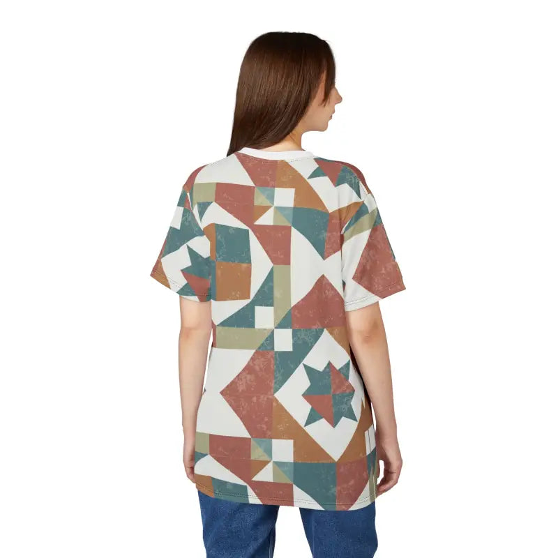 Pastel Geometric Pattern Tee - Eco-Friendly Unisex - DipaliZ