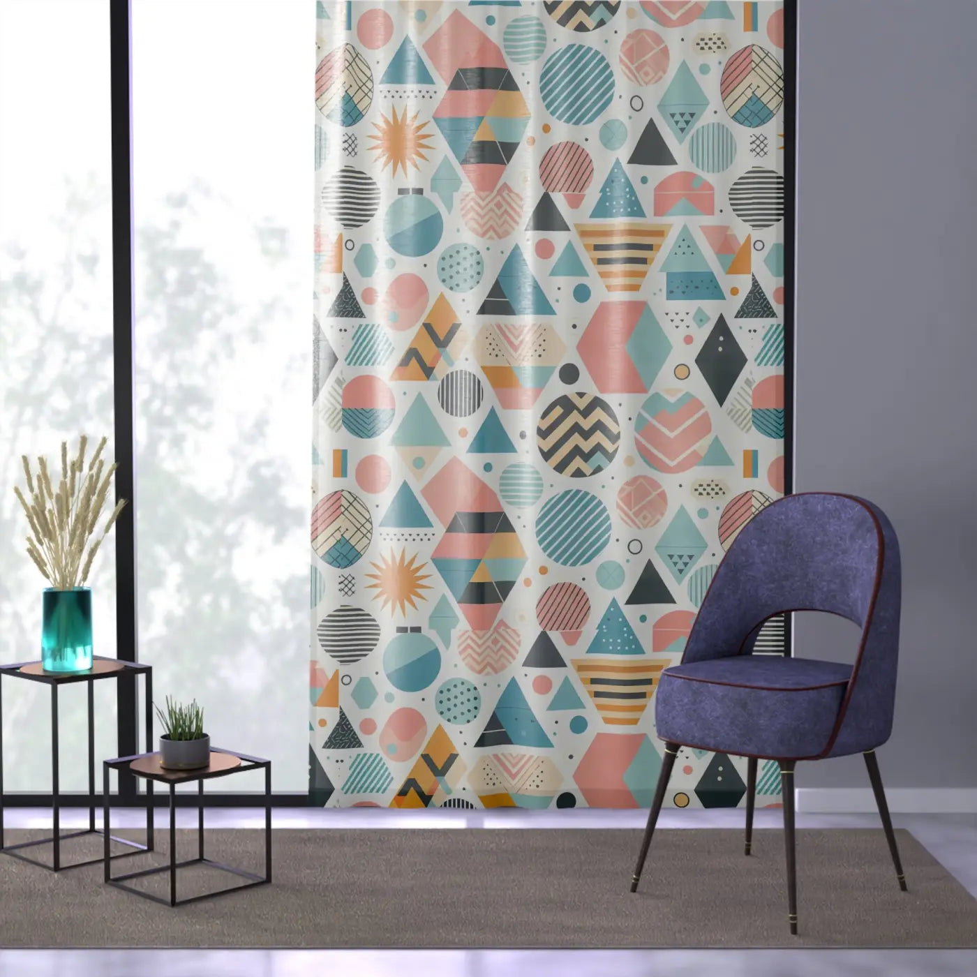 Pastel Geometric Curtains - Tranquil Beauty for Stylish Homes - DipaliZ