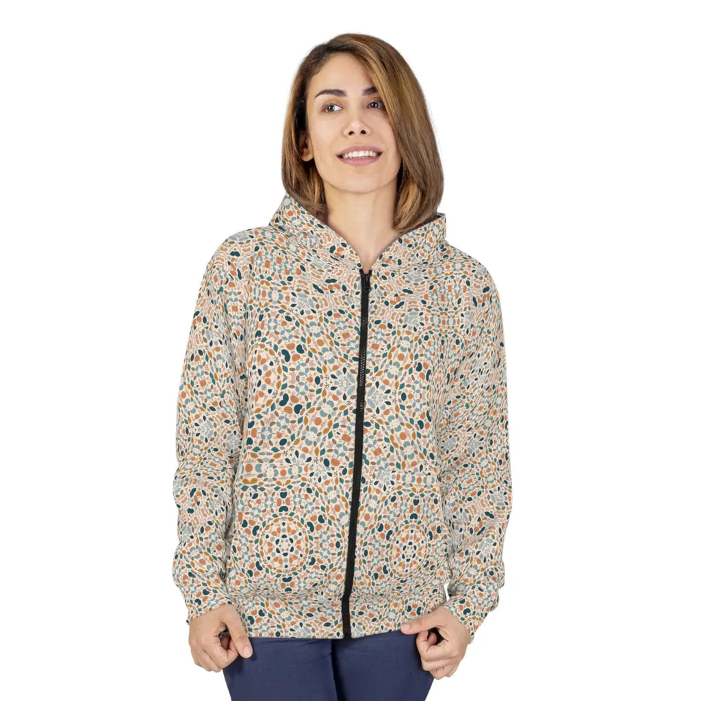 Pastel Geometrical Zip Hoodie - Custom Cut Unisex - DipaliZ