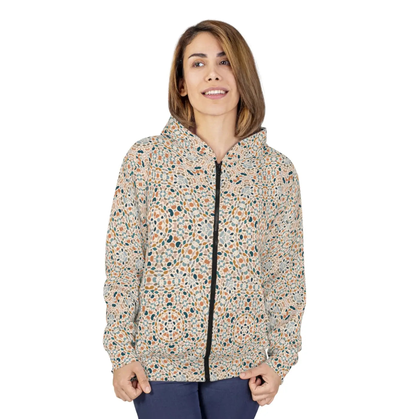 Pastel Geometrical Zip Hoodie - Custom Cut Unisex - DipaliZ