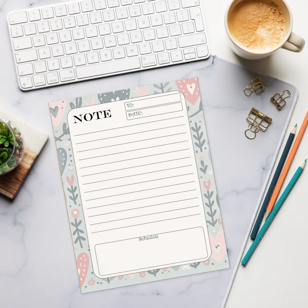 Pastel Hearts Daily Planner - Vibrant Notepad for Women - DipaliZ