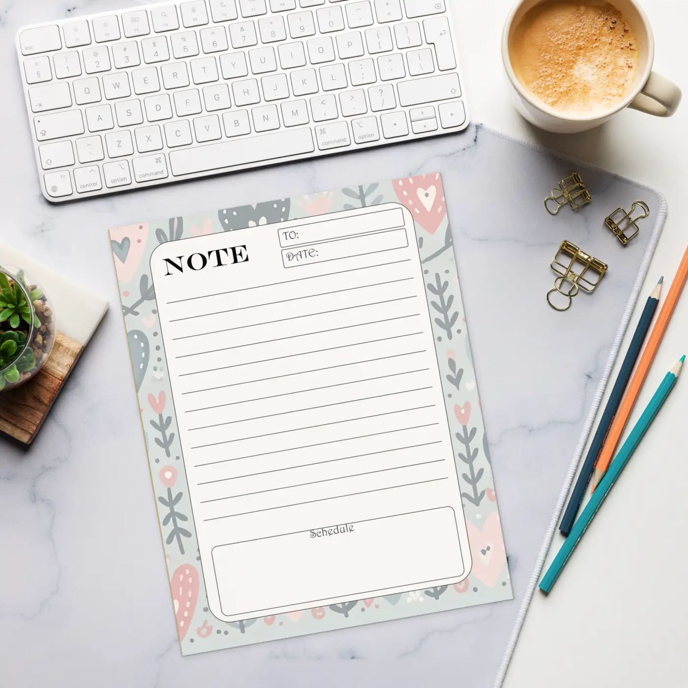 Pastel Hearts Daily Planner - Vibrant Notepad for Women - DipaliZ