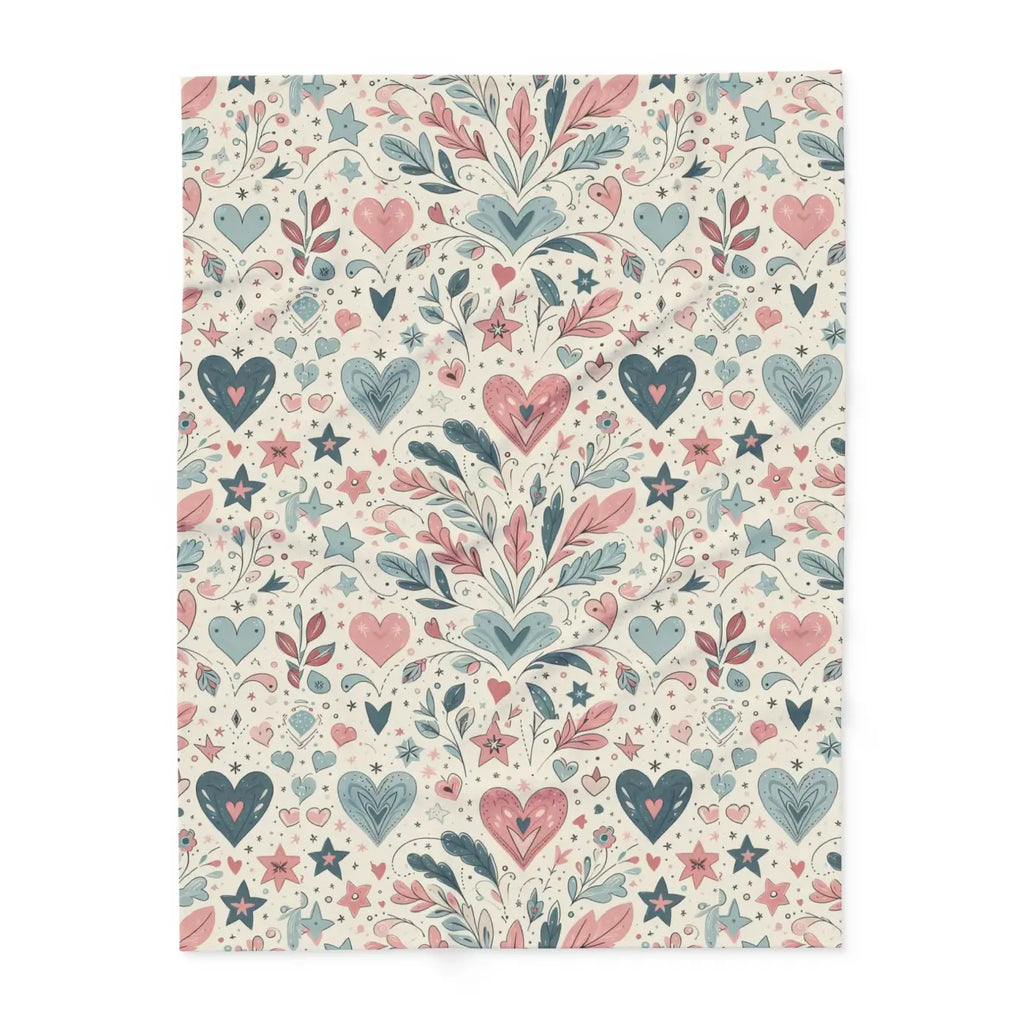 Pastel Hearts Arctic Fleece Blanket - Cozy Comfort - DipaliZ