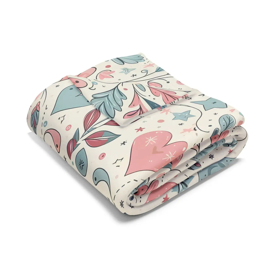 Pastel Hearts Arctic Fleece Blanket - Cozy Comfort - DipaliZ