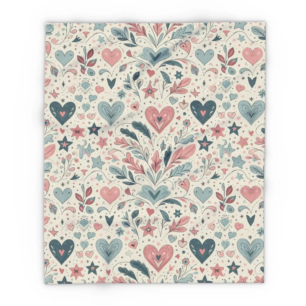 Pastel Hearts Arctic Fleece Blanket - Cozy Comfort - DipaliZ