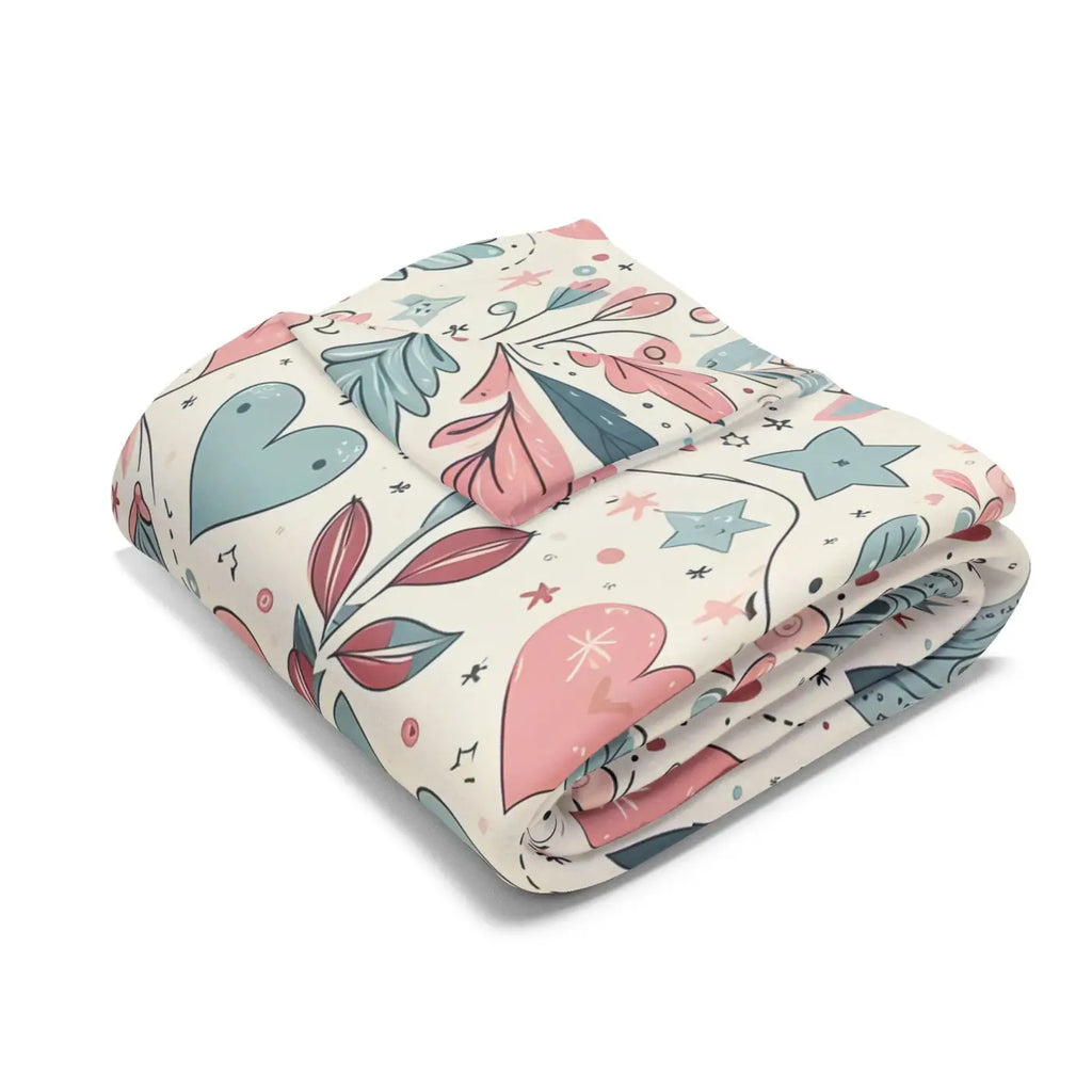 Pastel Hearts Arctic Fleece Blanket - Cozy Comfort - DipaliZ