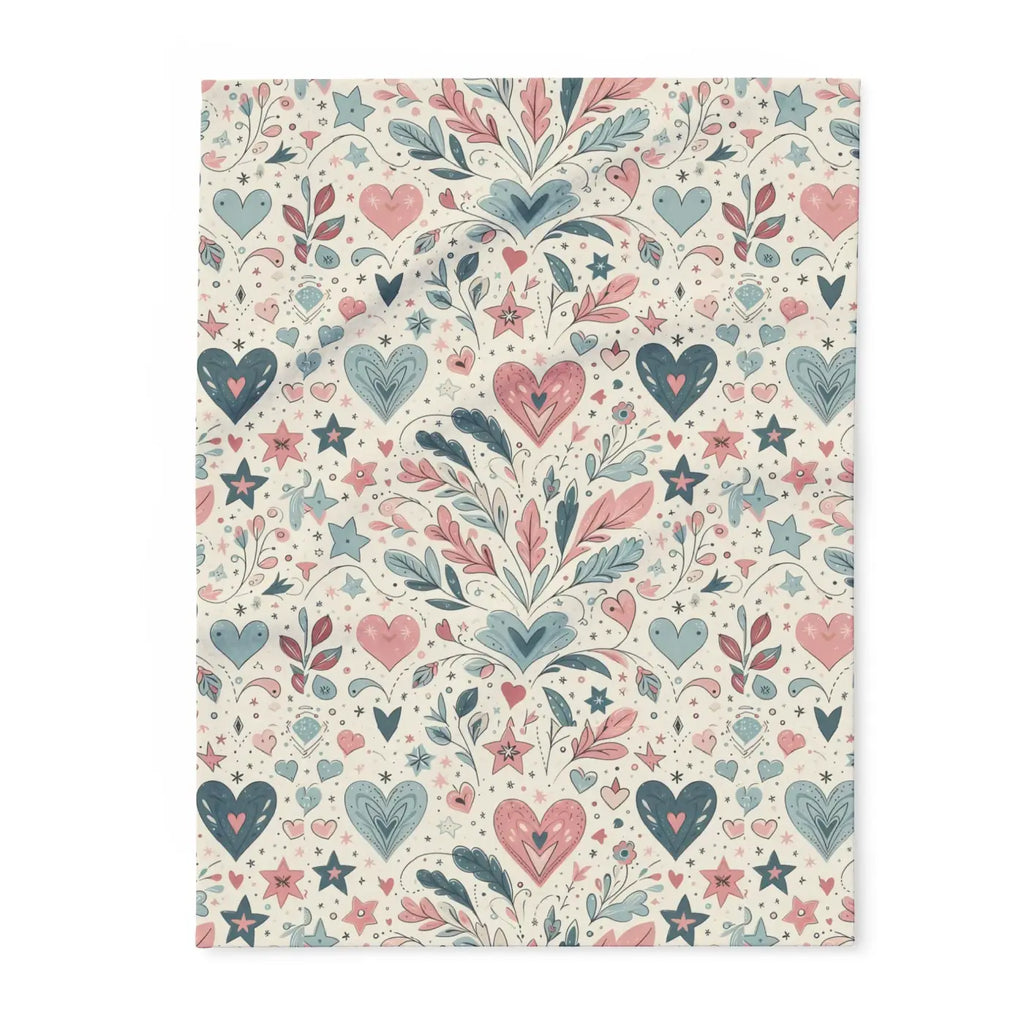 Pastel Hearts Arctic Fleece Blanket - Cozy Comfort - DipaliZ