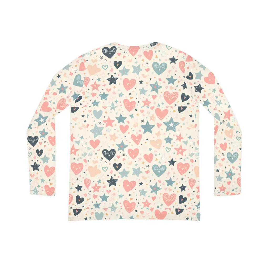 Stylish Pastel Hearts Long Sleeve V-Neck Tee - DipaliZ