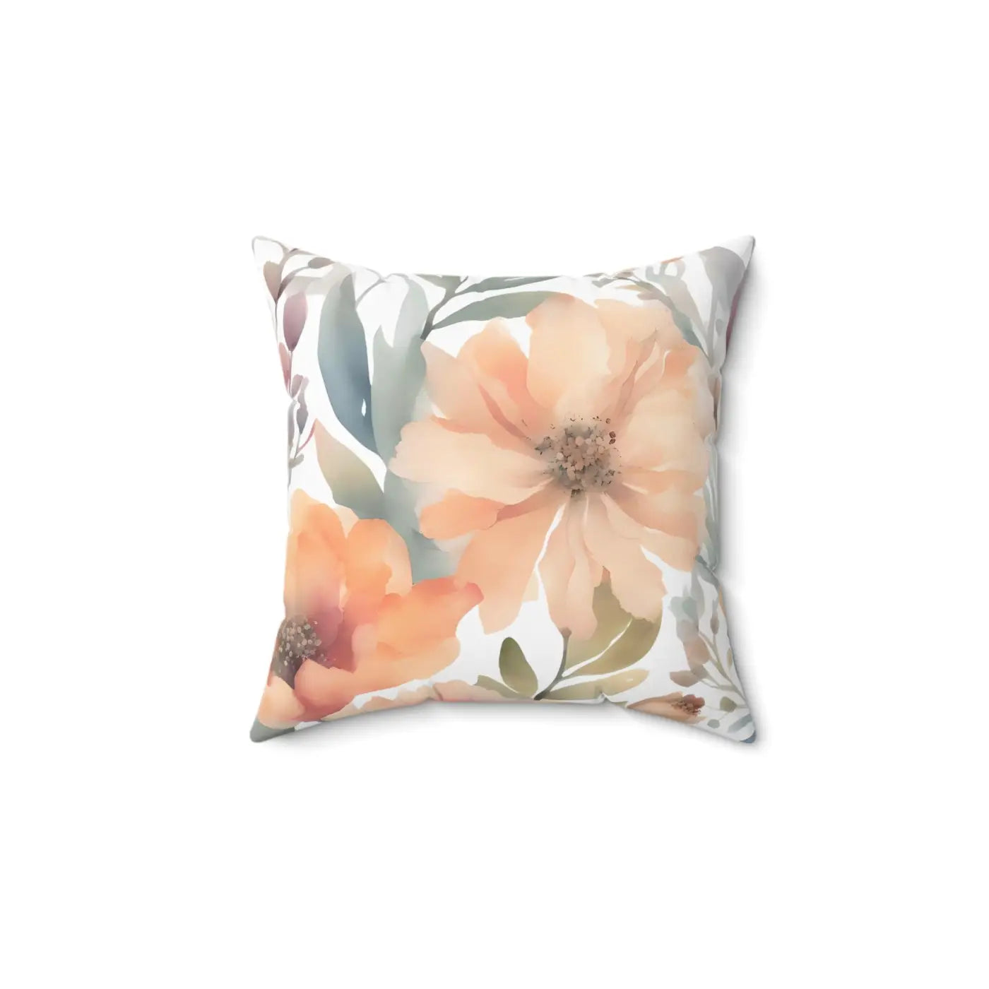 Pastel Large Flowers Throw Pillow - Spun Polyester Square - DipaliZ