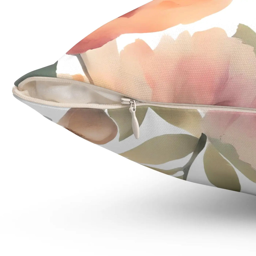 Pastel Large Flowers Throw Pillow - Spun Polyester Square - DipaliZ