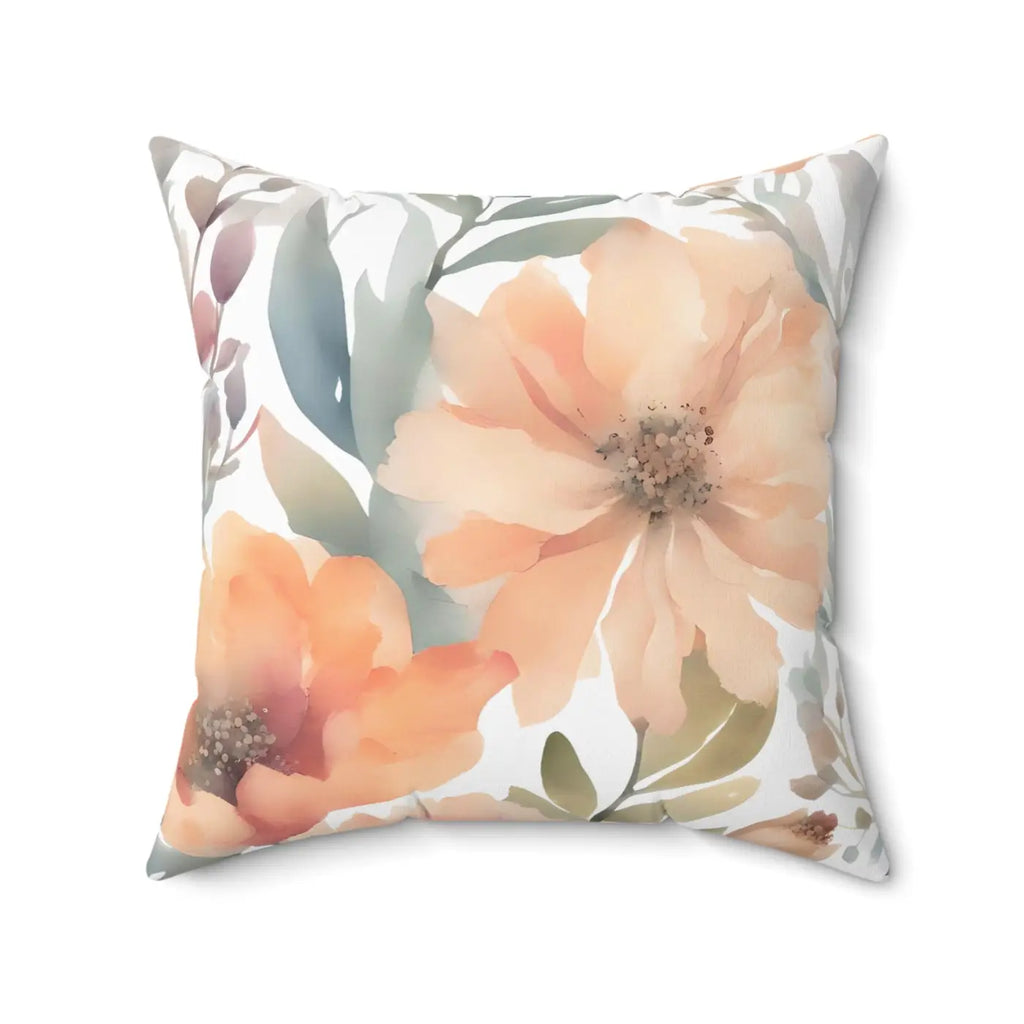 Pastel Large Flowers Throw Pillow - Spun Polyester Square - DipaliZ