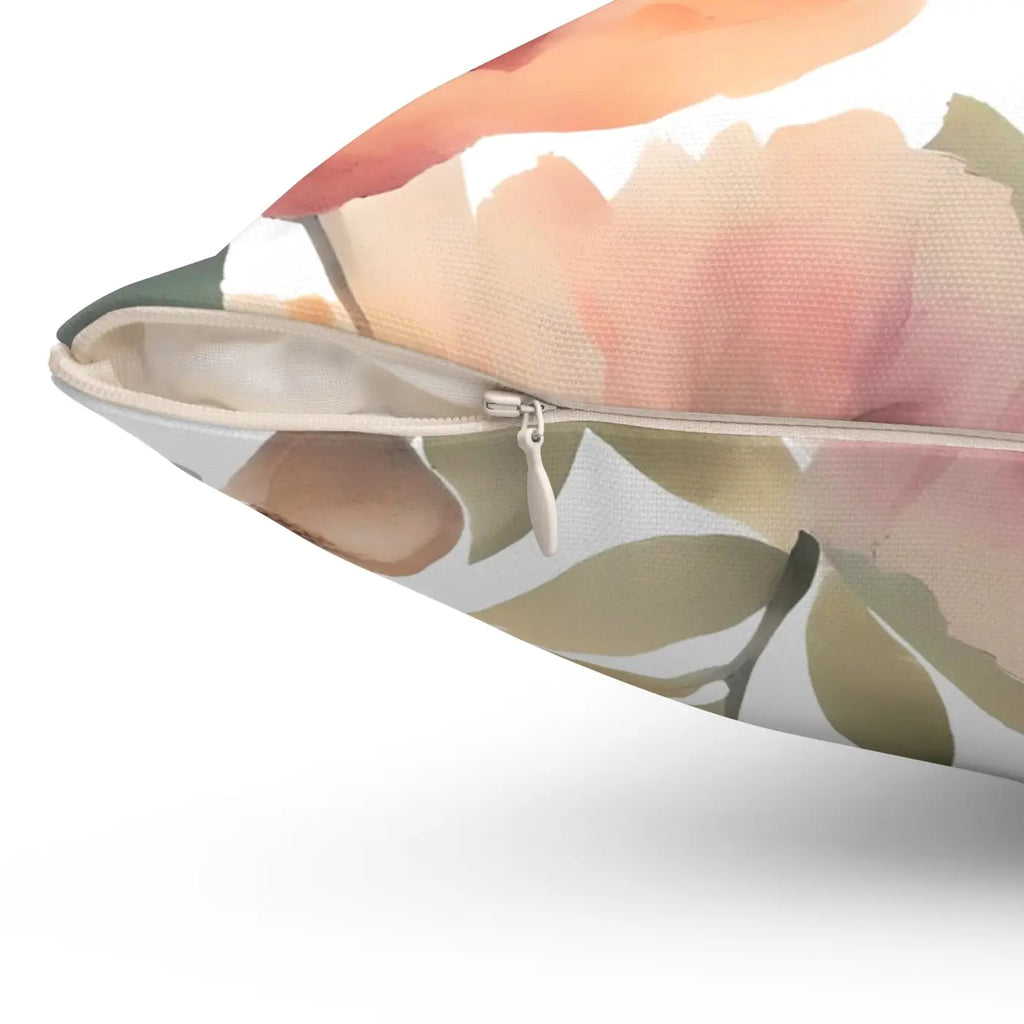 Pastel Large Flowers Throw Pillow - Spun Polyester Square - DipaliZ