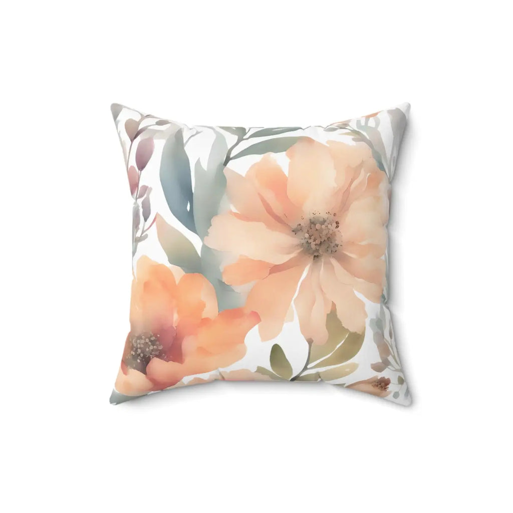 Pastel Large Flowers Throw Pillow - Spun Polyester Square - DipaliZ