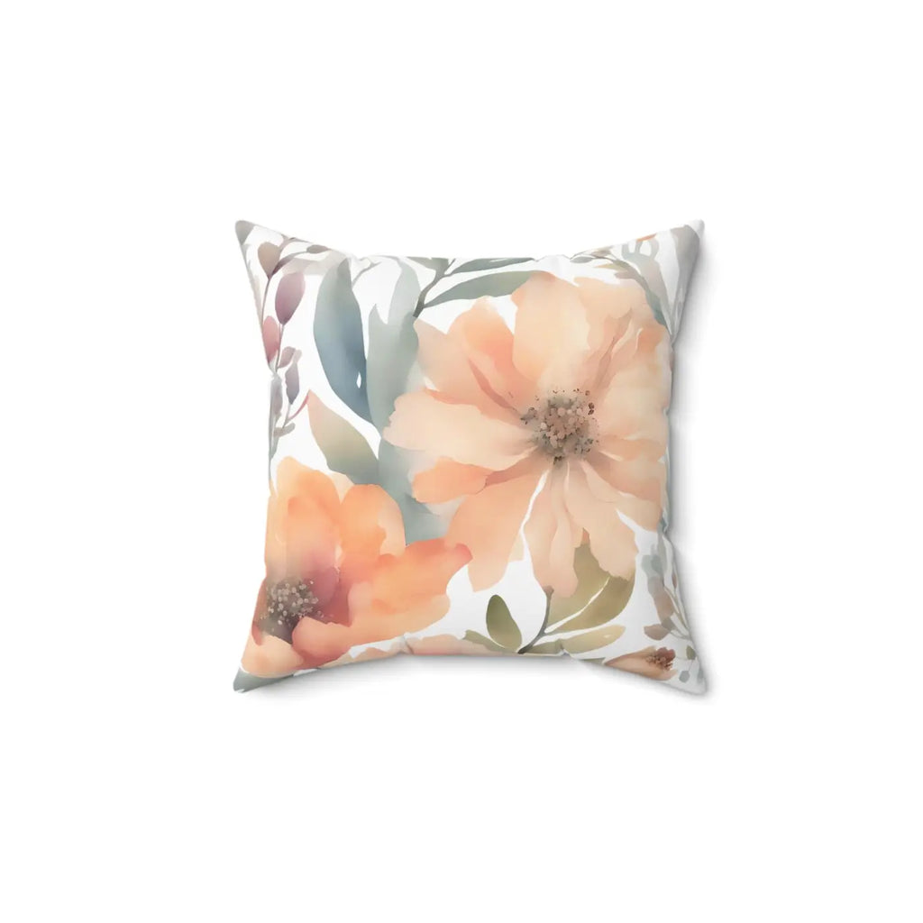 Pastel Large Flowers Throw Pillow - Spun Polyester Square - DipaliZ