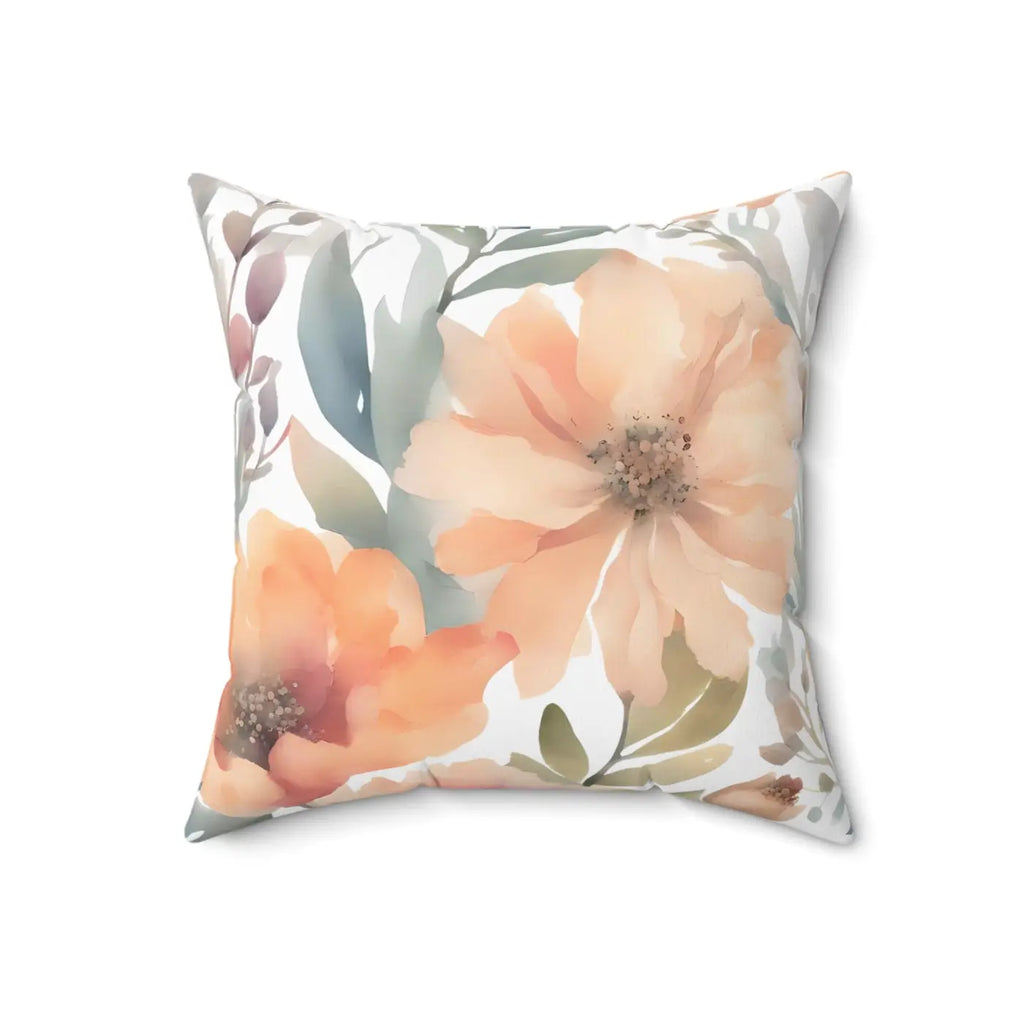 Pastel Large Flowers Throw Pillow - Spun Polyester Square - DipaliZ