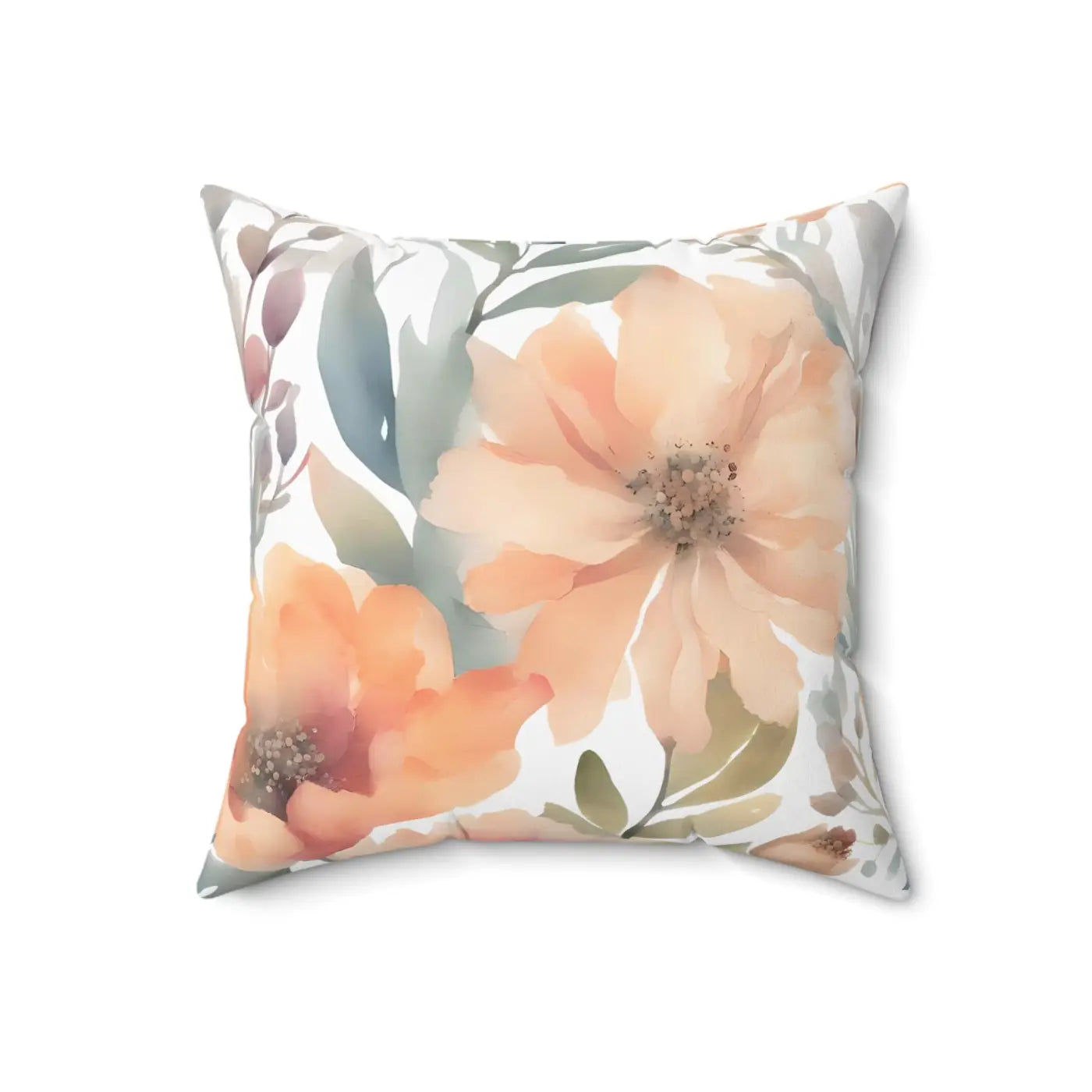 Pastel Large Flowers Throw Pillow - Spun Polyester Square - DipaliZ