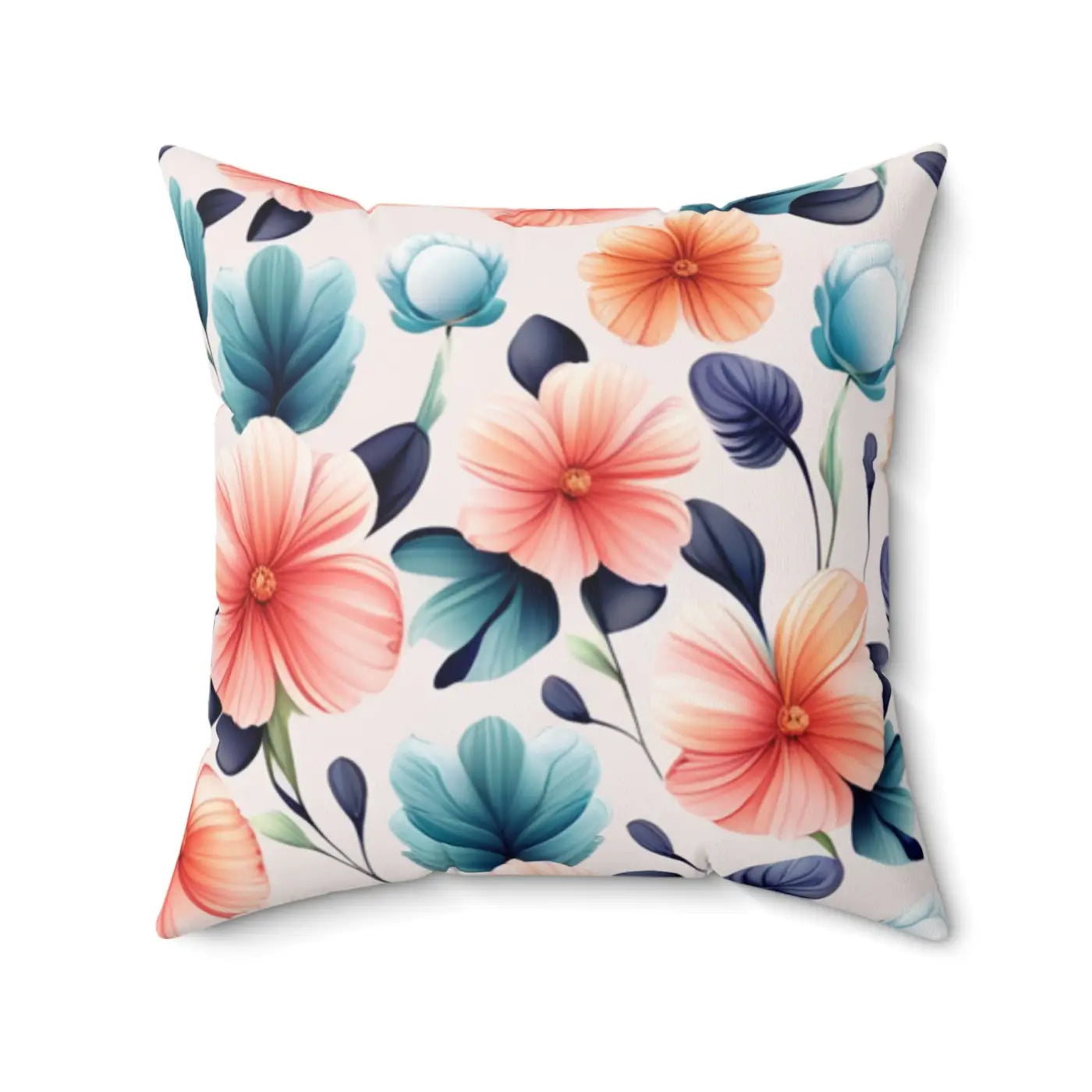 Pastel Large Flowers Spun Polyester Square Pillow - DipaliZ