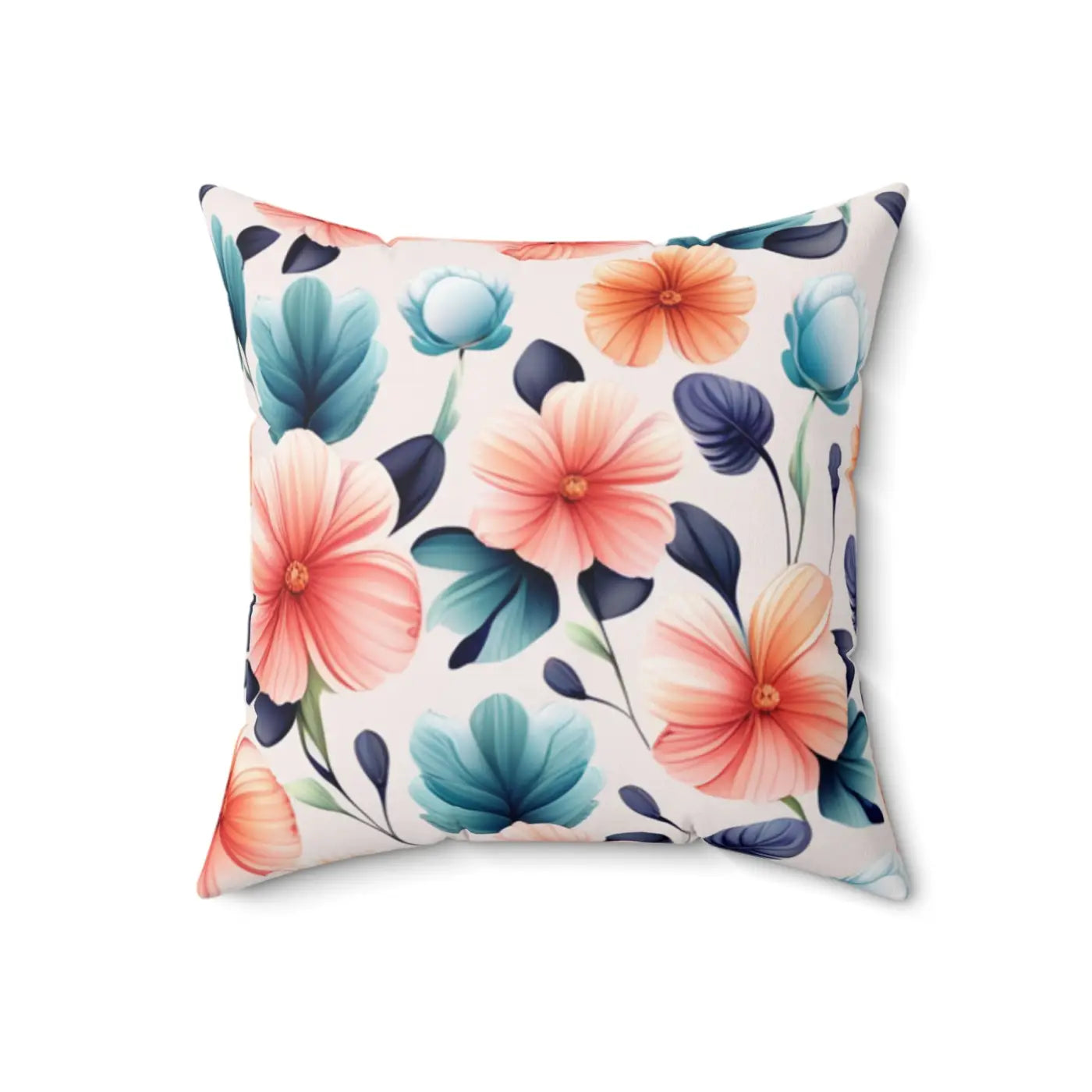 Pastel Large Flowers Spun Polyester Square Pillow - DipaliZ