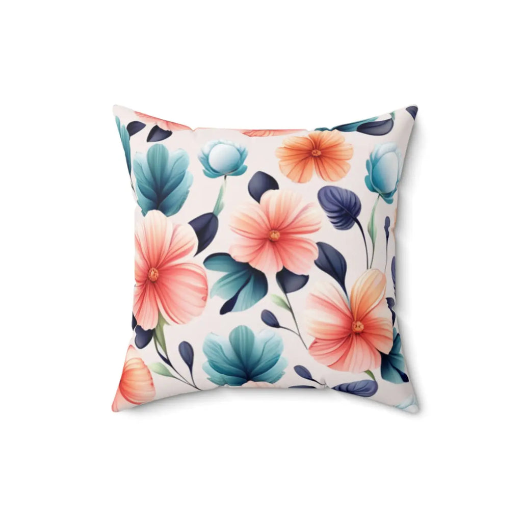 Pastel Large Flowers Spun Polyester Square Pillow - DipaliZ