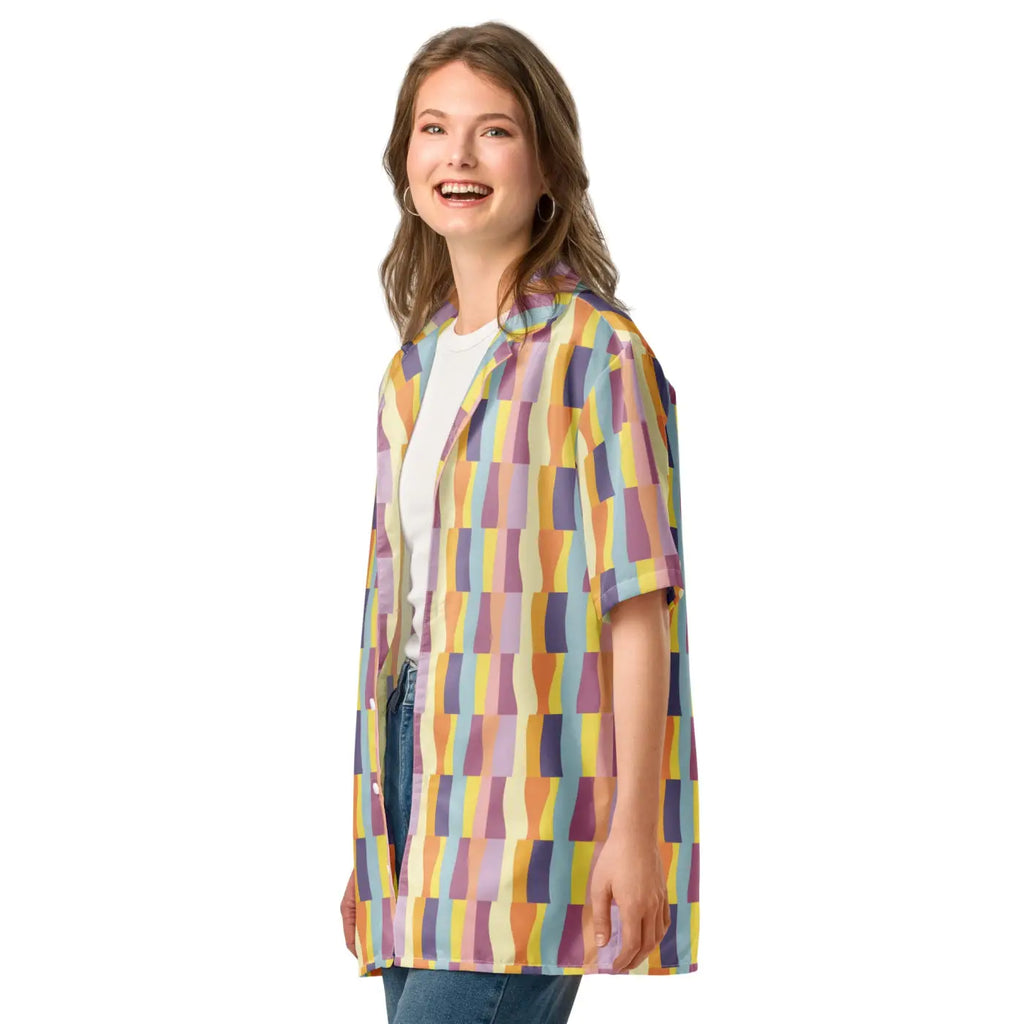 Pastel Pattern Shirt - Recycled Material Button Up - DipaliZ