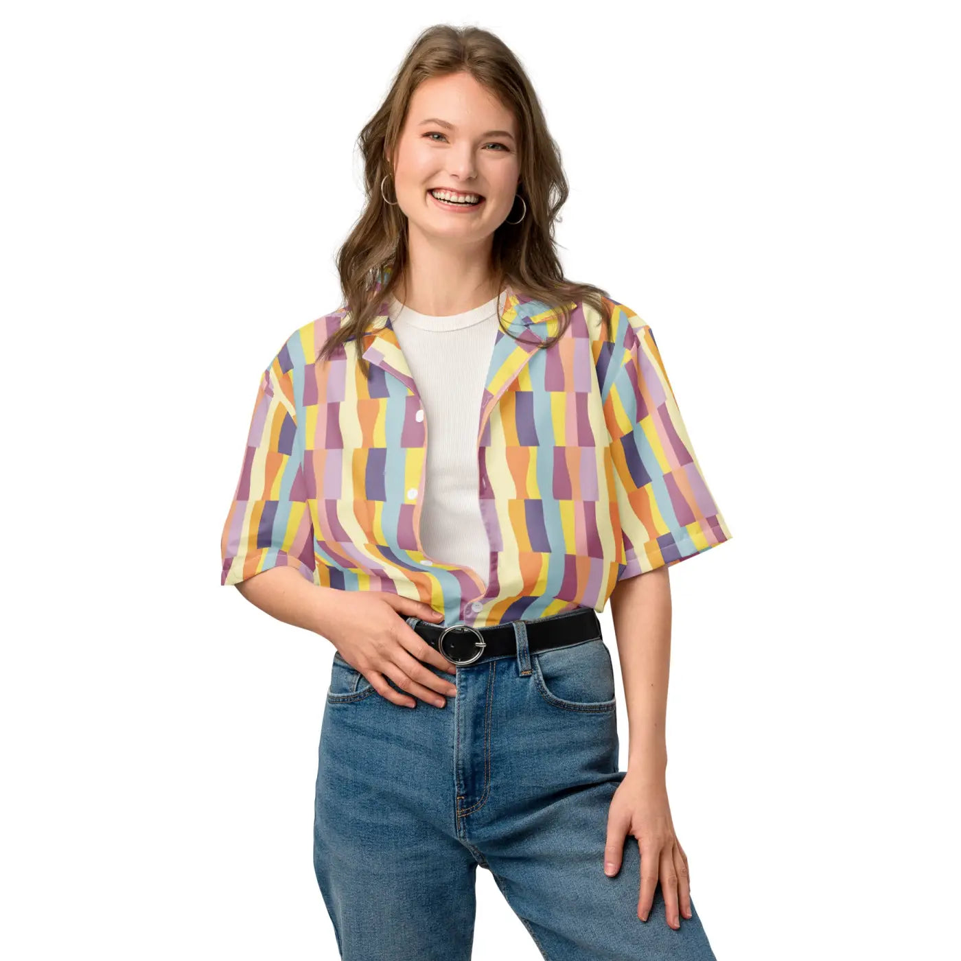 Pastel Pattern Shirt - Recycled Material Button Up - DipaliZ