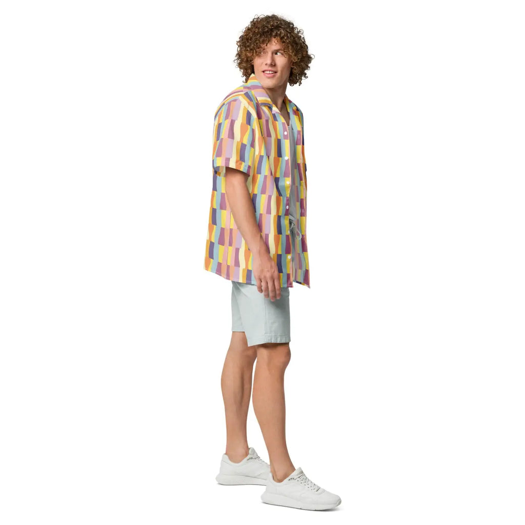 Pastel Pattern Shirt - Recycled Material Button Up - DipaliZ