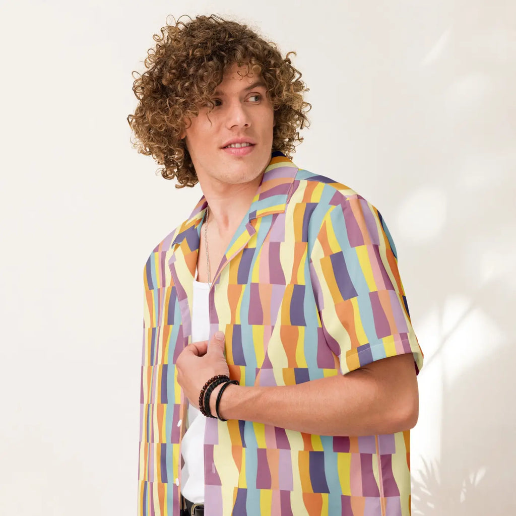 Pastel Pattern Shirt - Recycled Material Button Up - DipaliZ