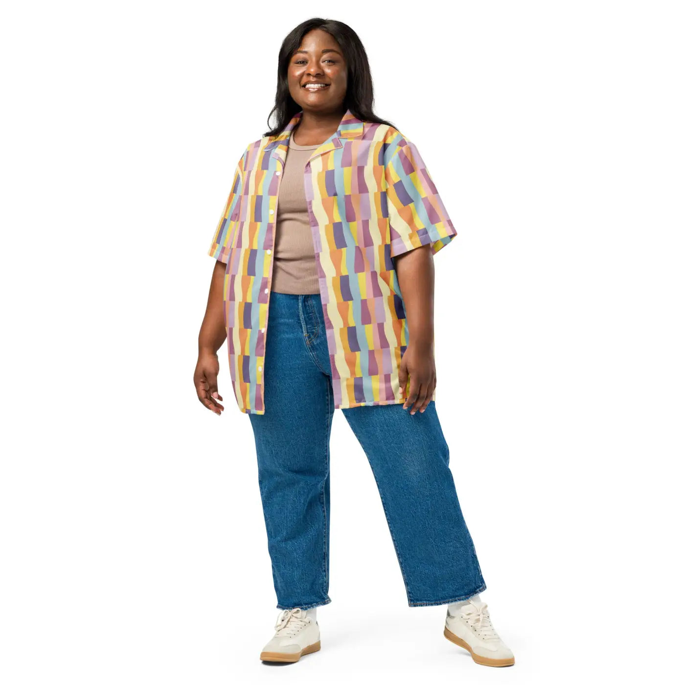 Pastel Pattern Shirt - Recycled Material Button Up - DipaliZ