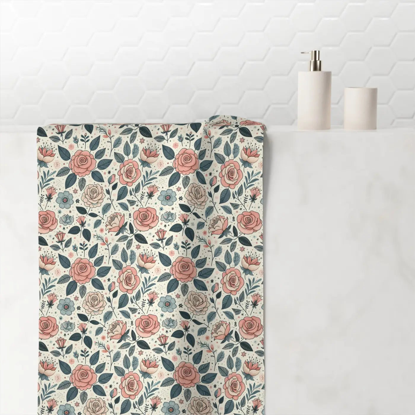 Pastel Pink Roses Mink-Cotton Beach Towel - Luxury Spa - DipaliZ