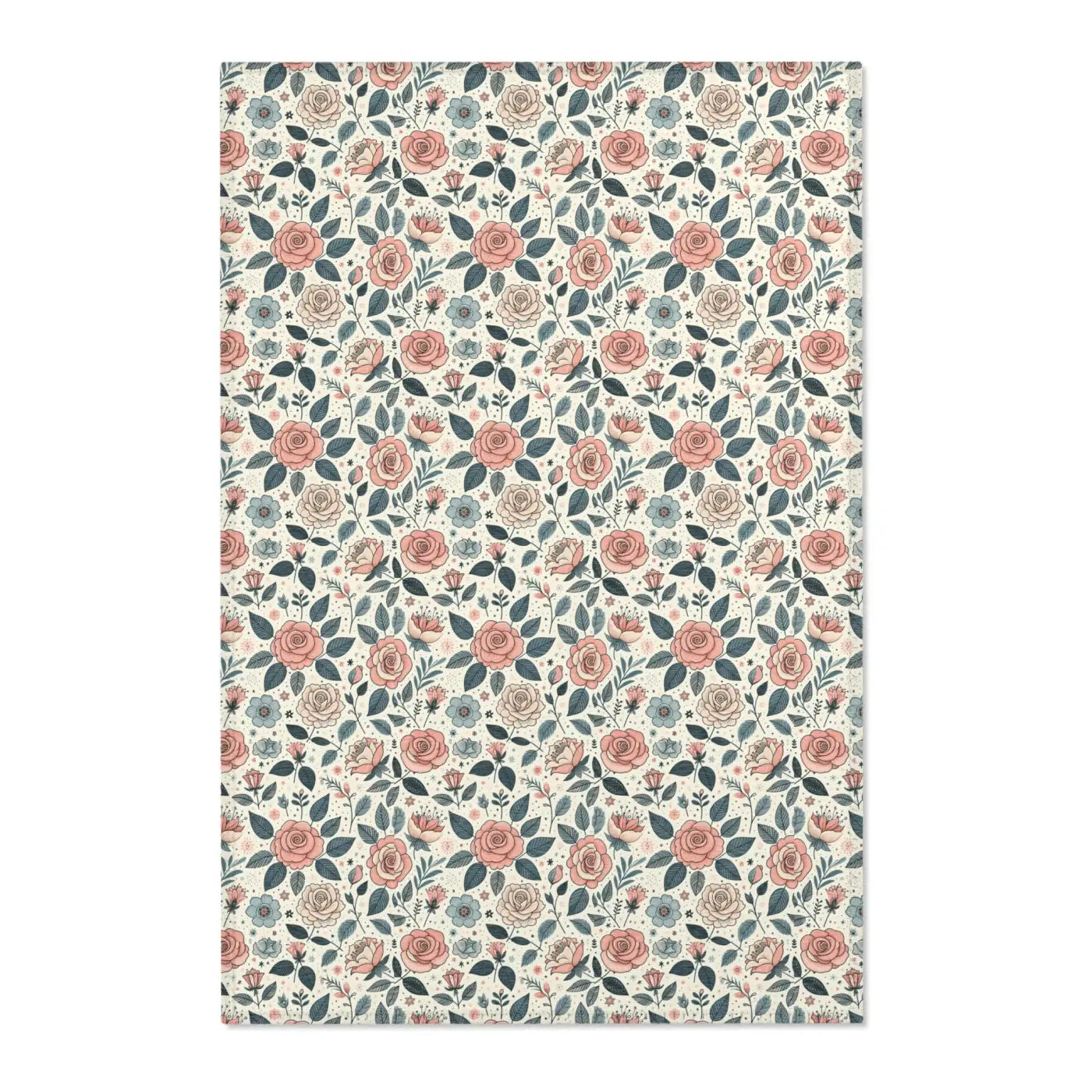 Pastel Rose Flower Area Rugs - Polyester Chenille Decor - DipaliZ