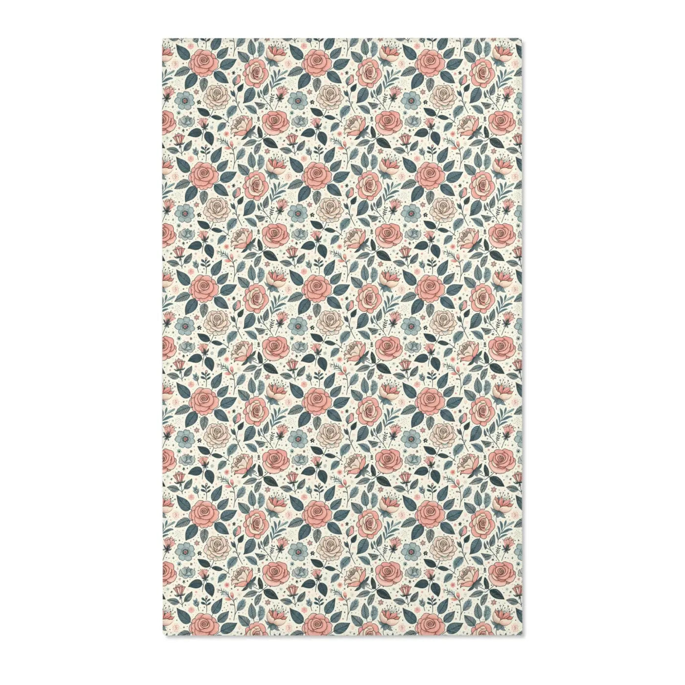 Pastel Rose Flower Area Rugs - Polyester Chenille Decor - DipaliZ