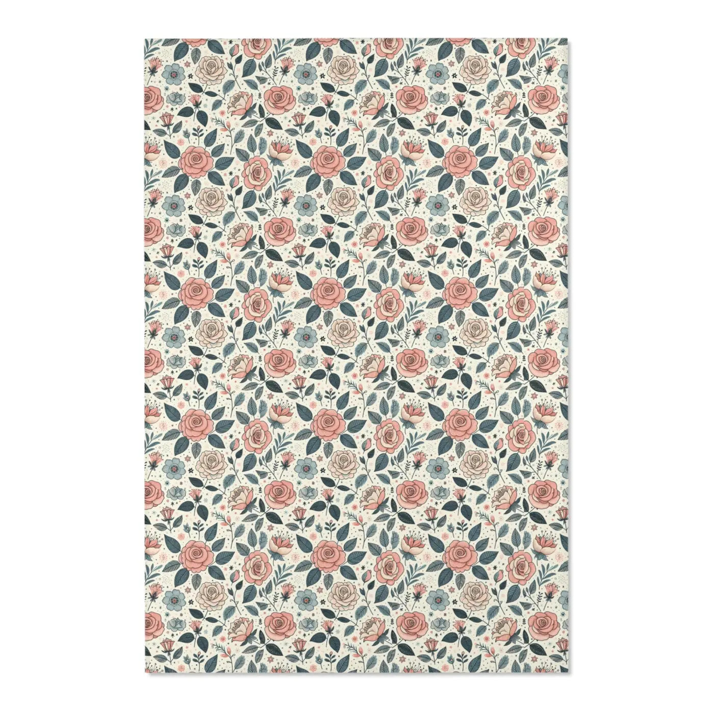 Pastel Rose Flower Area Rugs - Polyester Chenille Decor - DipaliZ