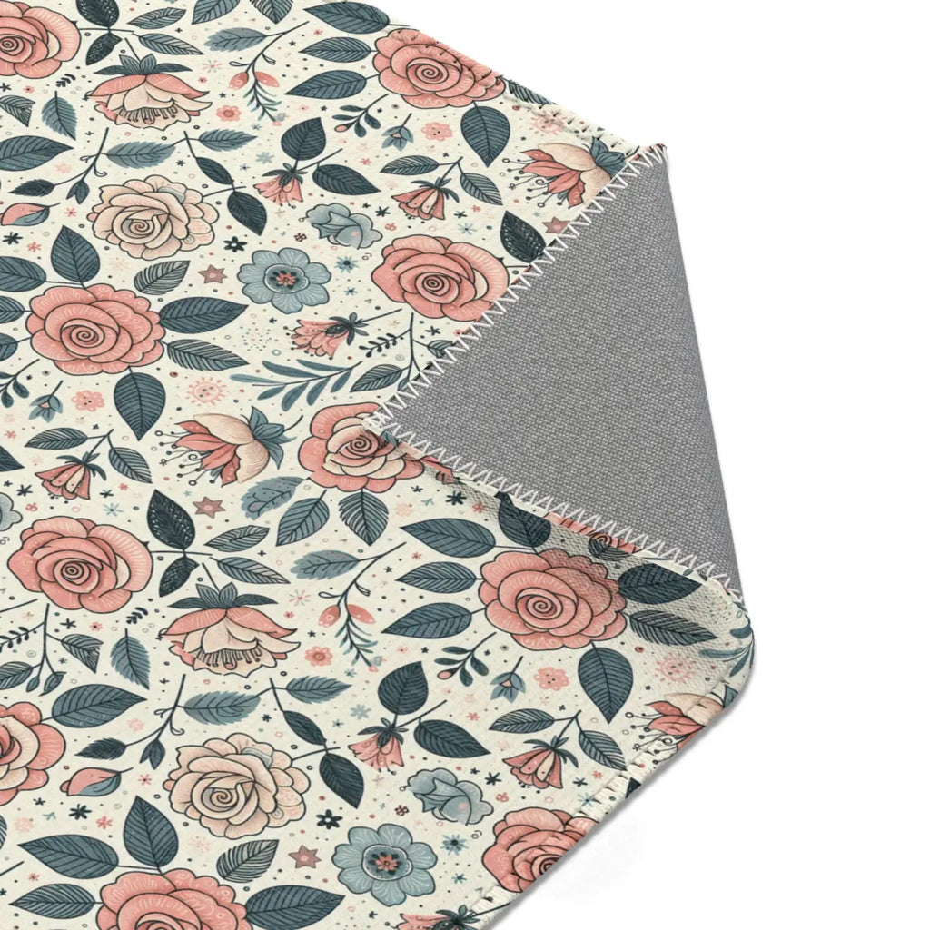 Pastel Rose Flower Area Rugs - Polyester Chenille Decor - DipaliZ