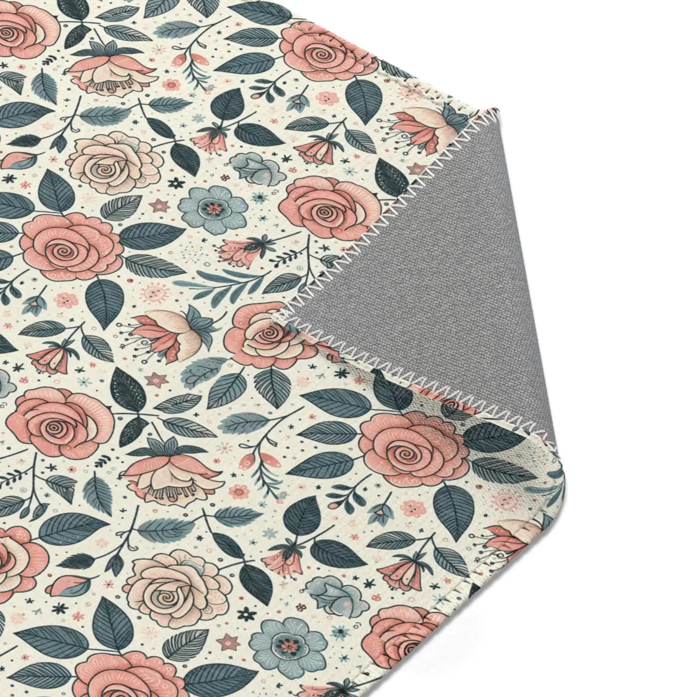 Pastel Rose Flower Area Rugs - Polyester Chenille Decor - DipaliZ