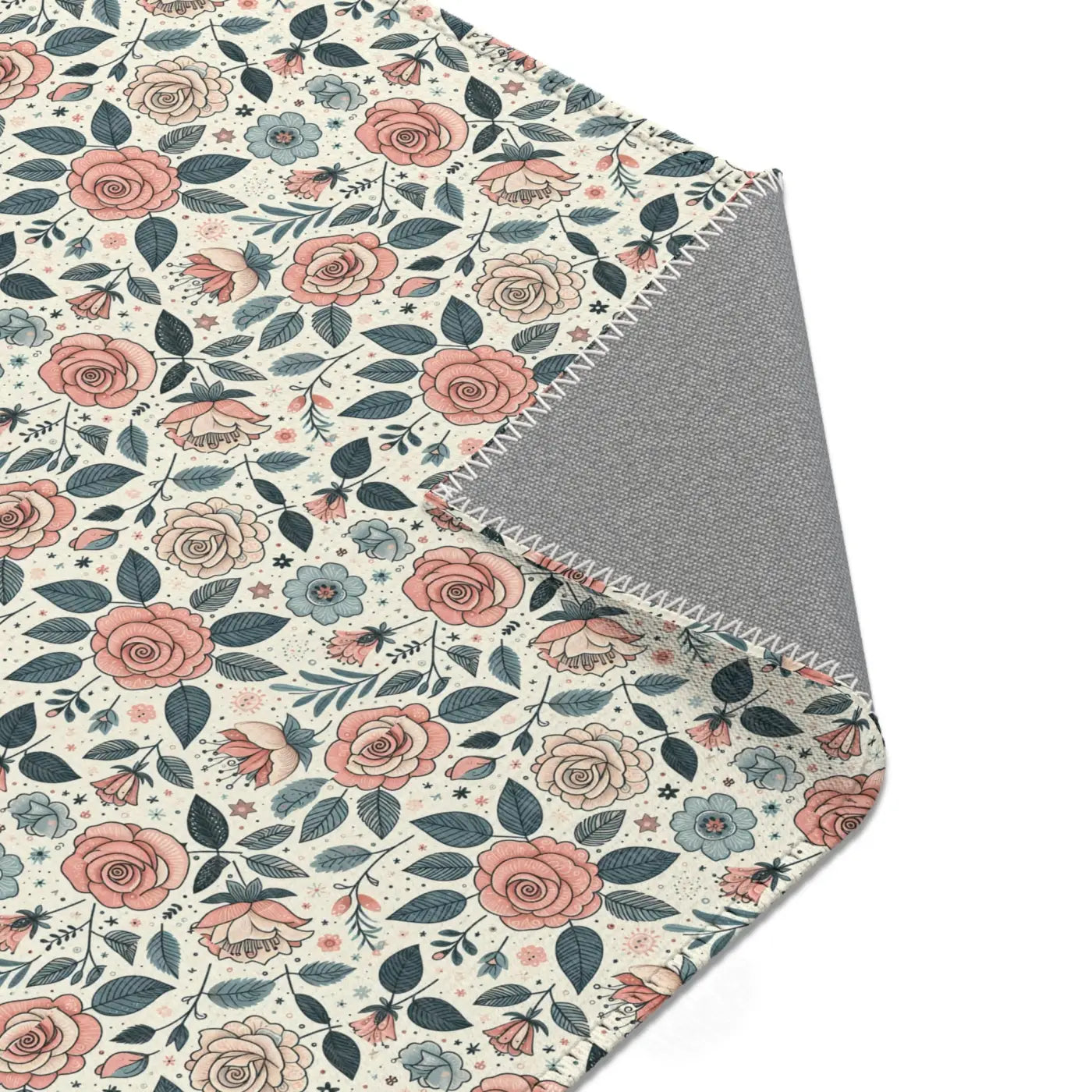 Pastel Rose Flower Area Rugs - Polyester Chenille Decor - DipaliZ