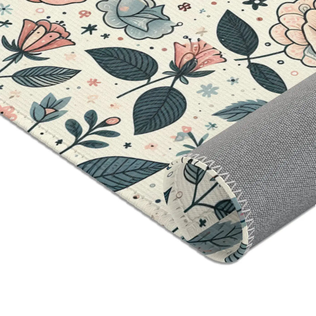 Pastel Rose Flower Area Rugs - Polyester Chenille Decor - DipaliZ