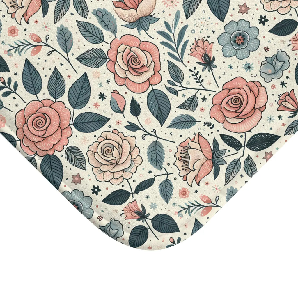 Rose Bath Mat - Elegant Pastel Floral Anti-Slip Backing - DipaliZ