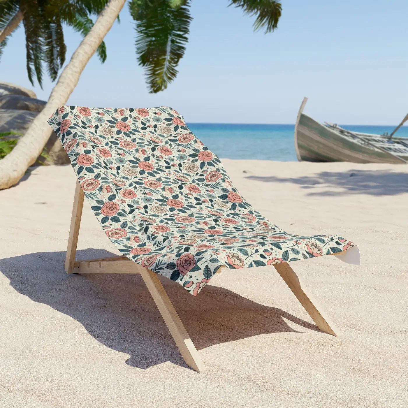 Pastel Rose Flowers Beach Towel - Cotton Loop Backing - DipaliZ