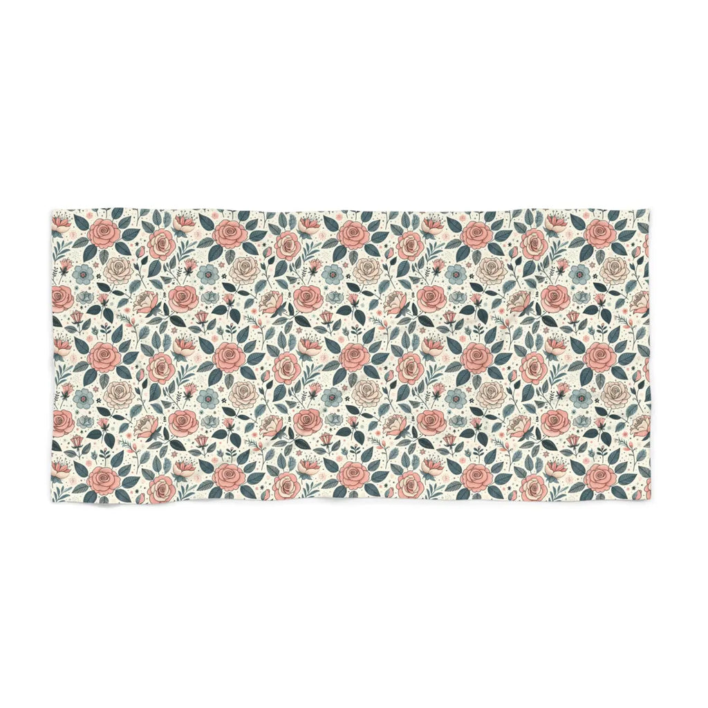Pastel Rose Flowers Beach Towel - Cotton Loop Backing - DipaliZ