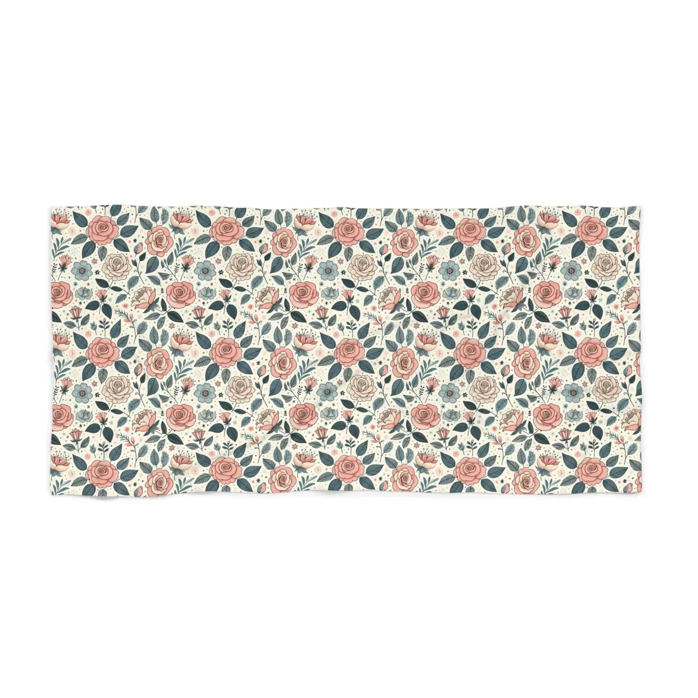 Pastel Rose Flowers Beach Towel - Cotton Loop Backing - DipaliZ