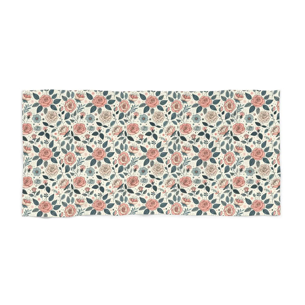 Pastel Rose Flowers Beach Towel - Cotton Loop Backing - DipaliZ