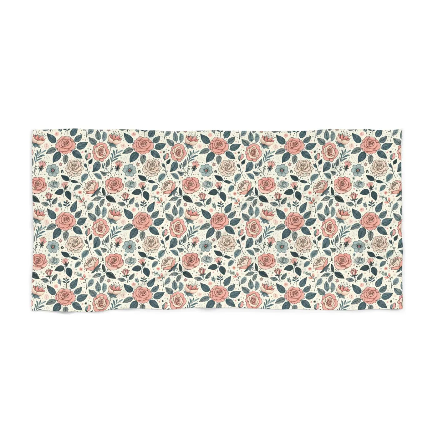 Pastel Rose Flowers Beach Towel - Cotton Loop Backing - DipaliZ