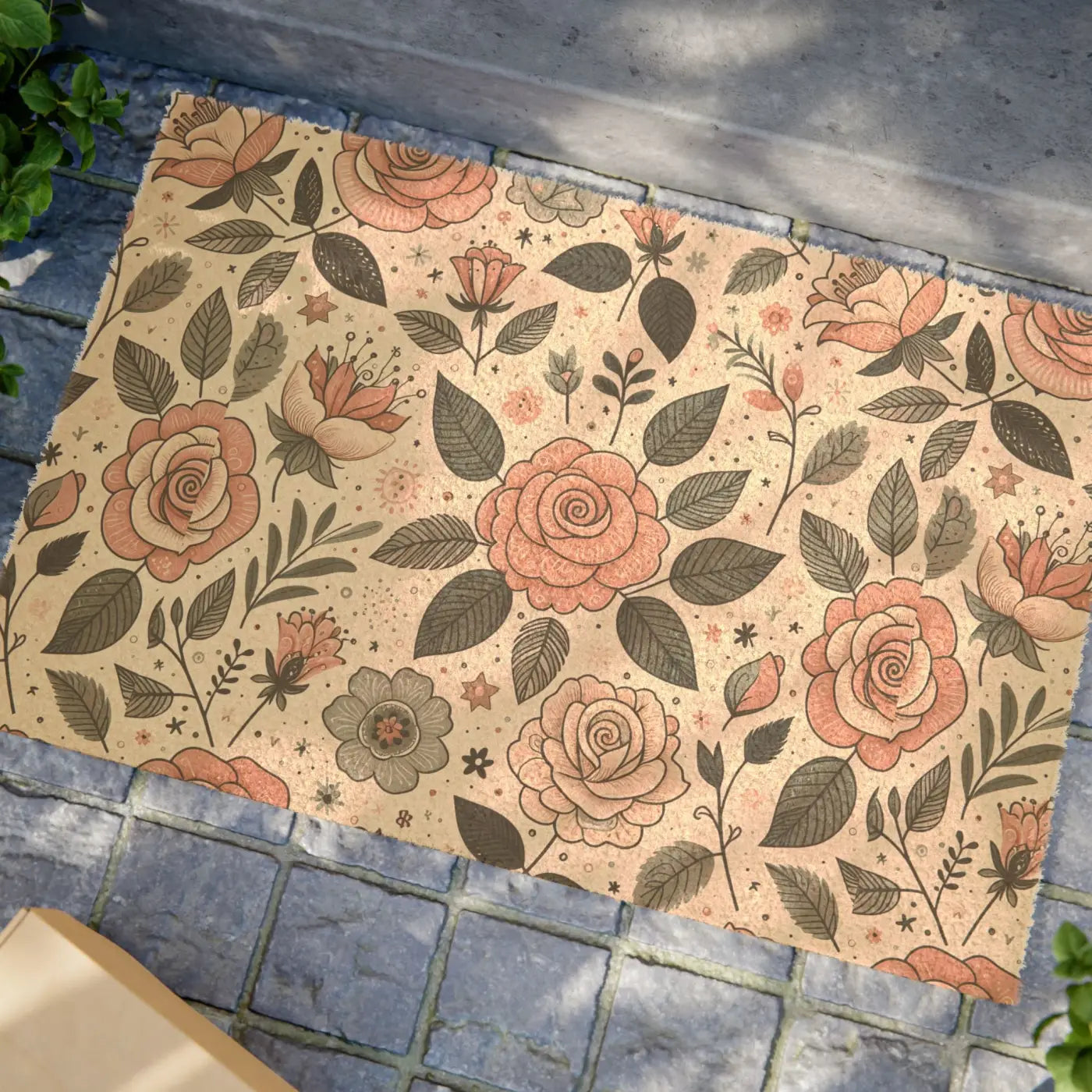 Charming Pastel Rose Doormat - Tufted Coir Coconut - DipaliZ