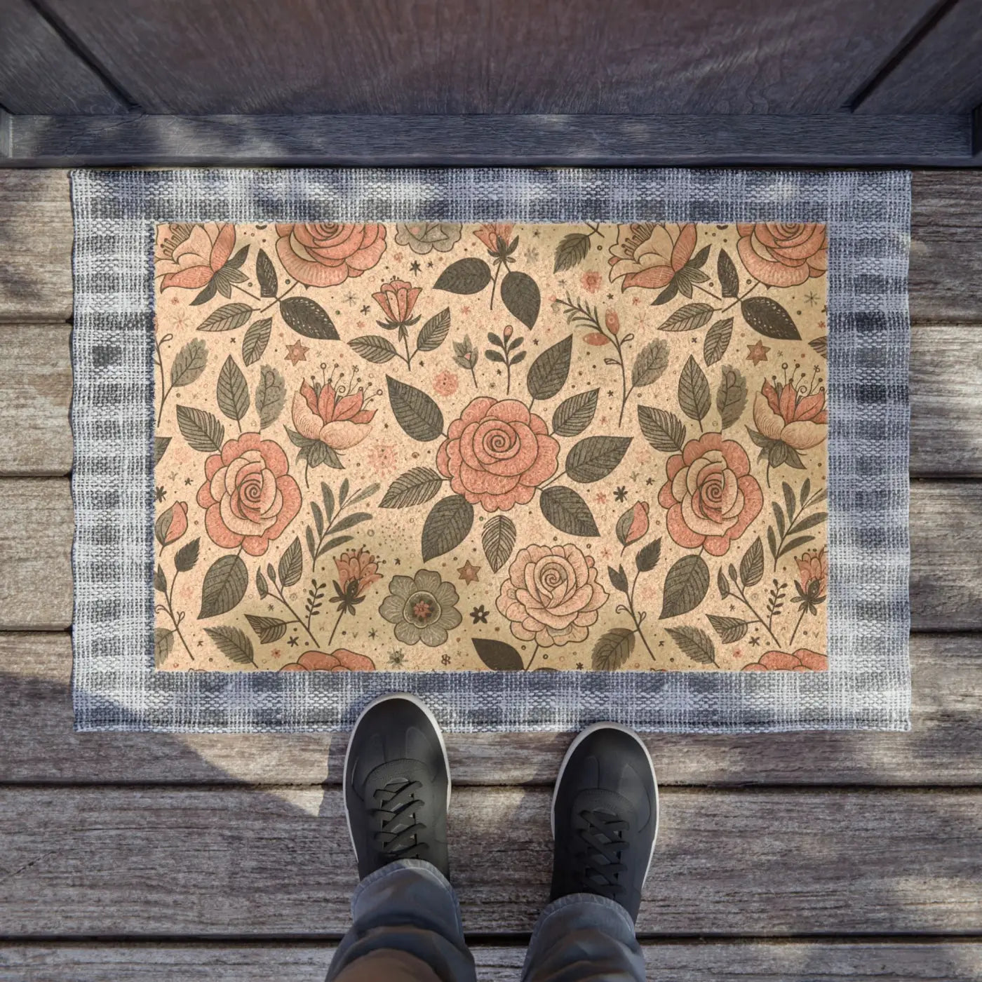 Charming Pastel Rose Doormat - Tufted Coir Coconut - DipaliZ