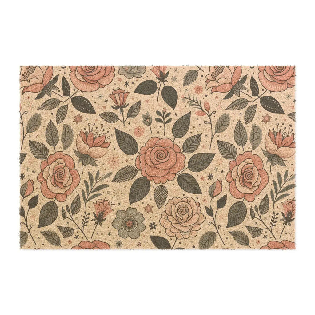 Charming Pastel Rose Doormat - Tufted Coir Coconut - DipaliZ