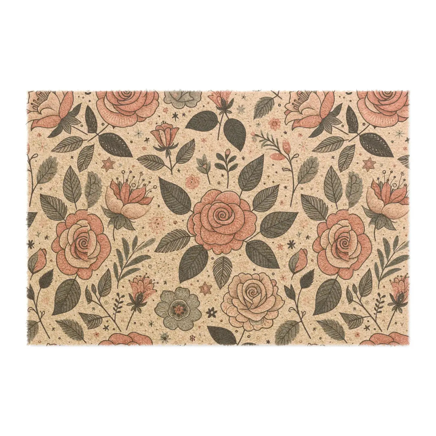 Charming Pastel Rose Doormat - Tufted Coir Coconut - DipaliZ