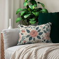 Pastel Rose Flowers Lumbar Pillow - Spun Polyester Decor - DipaliZ