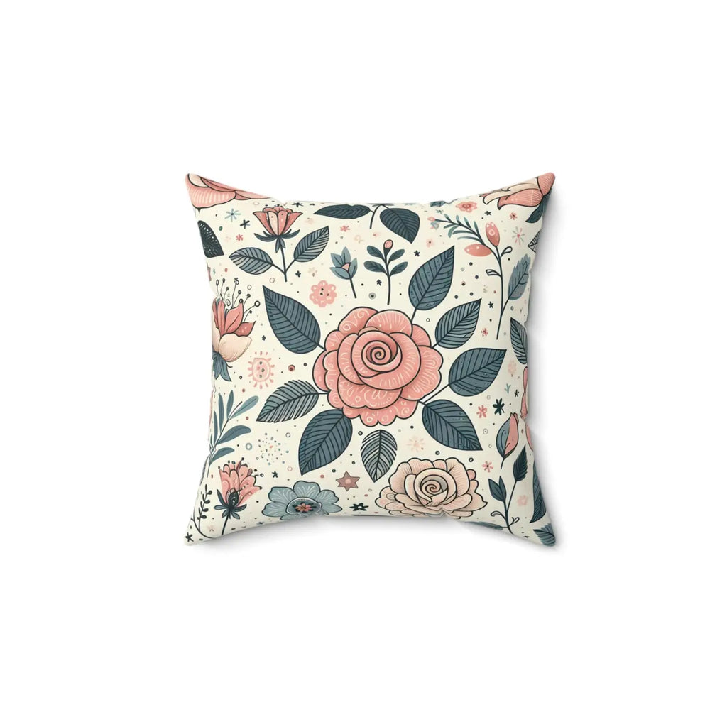Pastel Rose Flowers Spun Polyester Square Pillow - DipaliZ